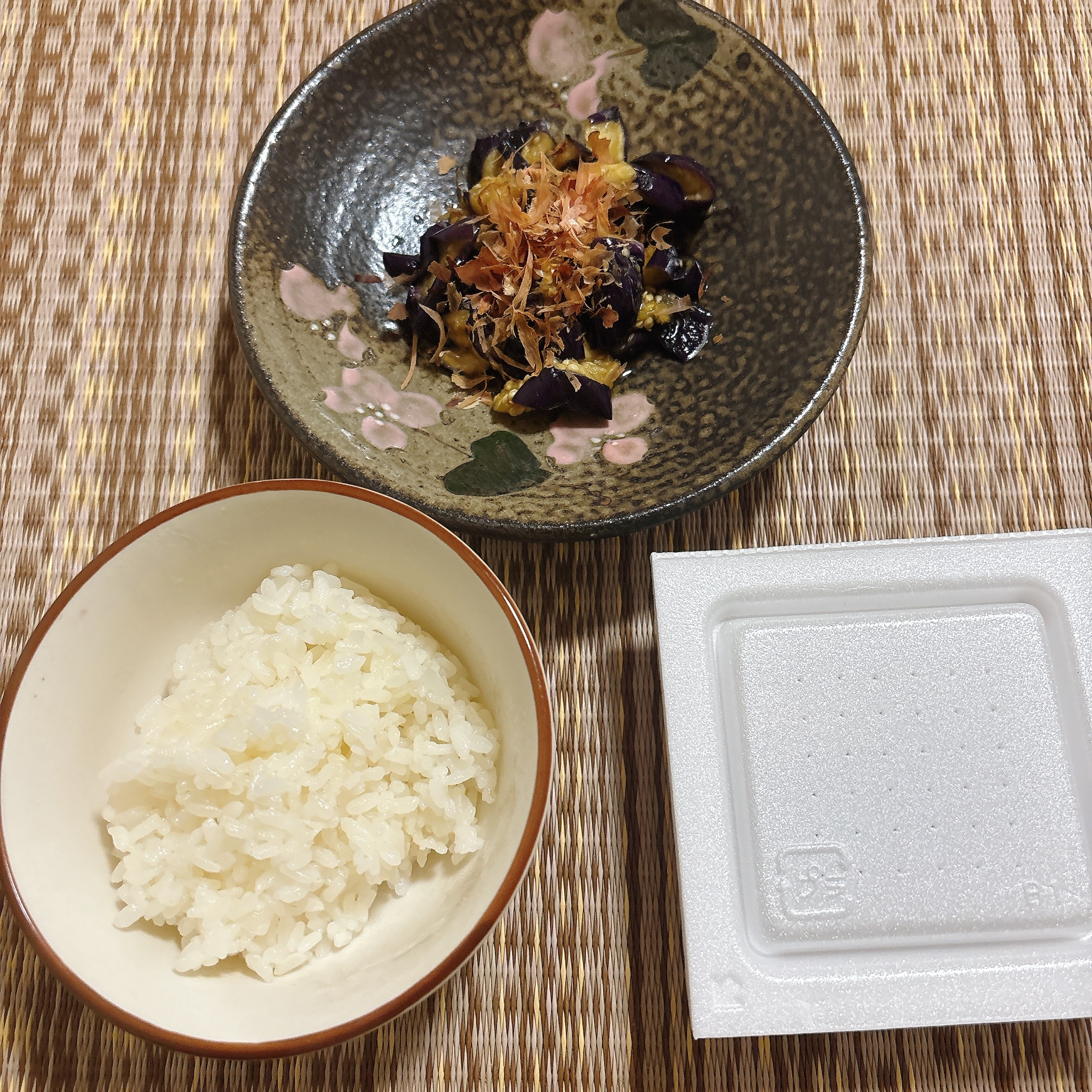 納豆ご飯とナスのお浸し